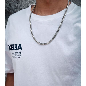 KALUNG PRIA WANITA TITANIUM RANTAI BAJA STAINLESS SILVER ANTI KARAT