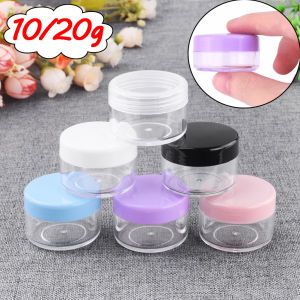 【Ready Stock】10g 20g Empty Round Jar Cap Portable Storage Bottle/ Clear Colored Plastic Cream Jars Box for Cosmetics / Small Size Sample Containers Packaging for Powder