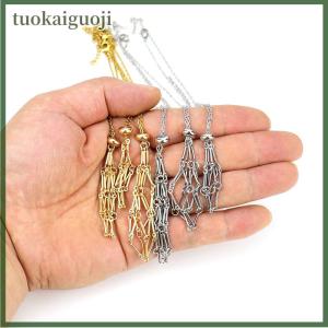 tuokaiguoji ที่ใส่สร้อยคอแบบกรงคริสตัลที่ใส่แบบสแตนเลสโซ่โลหะที่เก็บหินเครื่องประดับจี้ปรับขนาดได้
