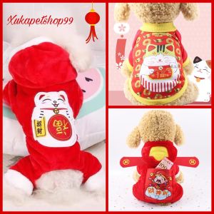 Quần áo cho chó mèo áo nỉ tết quần áo thu đông kèm bao lì xì may mắn dễ thương