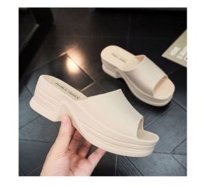 Simple style rubber material heel slipper (4.5cm ) kasut perempuan
