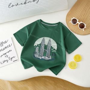 AILEBE Kids Tshirts Pique Shirt Short Sleeve Button Placket Cute Bear Print Soft Breathable Sweat-Absorbent Quick Dry Durable Casual OOTD Pambahay School Outdoor Summer For Boys Girls