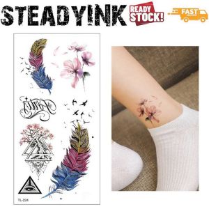 [𝚂𝚝𝚎𝚊𝚍𝚢𝙸𝙽𝙺] Tattoo Sticker Waterproof | Minimalist Feather Triangel Tree of Life | Makeup for Event Festival Party |
