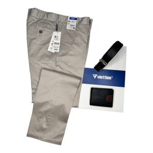 Quần kaki màu ghi GREY Việt Tiến không ly 6R6509 100% cotton
