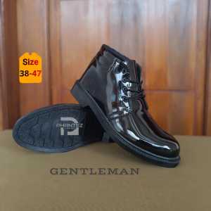 Sepatu PDH Pria Hitam Kilap Formal Dinas Harian Tni Polri Security Ankle Boot T4 Nonres