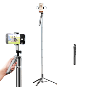 ไม้เซลฟี่ ถ่ายภาพอัจฉริยะ Gimbal 360°Rotation มาพร้อมไฟ LED สําหรับเซลฟี่ ถ่ายวิดีโอ Vlog ไม้เซลฟี่รีโมท ไม้เซลฟีพกพา