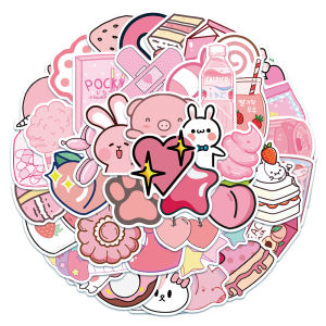 COD✨gaya Merah muda segar dan lucu stiker untuk papan luncur/Buku Harian/Laptop/Sticker Helm Tahan Air Vinil/hp casing stiker tahan air berperekat