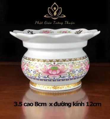 Bộ Thờ Cúng Lư Hứng Tàn Nhang 2018 Họa Tiết Hoa Văn Sen Hồng Bằng Sứ Cao Cấp - Phật Giáo Tường Thuận