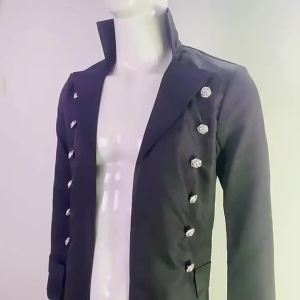 แจ็คเก็ตยาววินเทจสไตล์วิคตอเรียนยุคกลางสำหรับผู้ชายและผู้หญิง คอตั้ง โจรสลัด คาวบอยตะวันตก คอสเพลย์ เทรนช์โค้ต พังค์ โกธิค