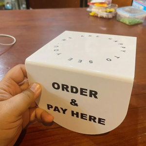 จัดส่งจากไทย ป้ายหน้าเคาน์เตอร์ ป้ายหน้าโต๊ะ ป้ายคาเฟ่ ป้ายอะคริลิค ป้ายออเดอร์ ป้ายติดโต๊ะ 15*15cm