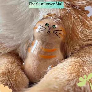 Sunflower 1 6pcs Capsule Toys Kawaii Transparent My Pets Fur Container Cat Hair Storage Box Hanging Cat Keychain Pendant Pet Hair Grooming Souvenirs Bag Hanging Decor