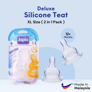 Japlo Deluxe Multi-Flow Silicone Teats with Anti-Colic Technology for Wide Neck Bottles BPA-Free 0-12 Months 2-Pack