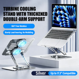 Adjustable Laptop Stand with Dual Fan Cooling 360° Rotating Notebook Holder Ergonomic Height Adjustable Support for MacBook & Laptop