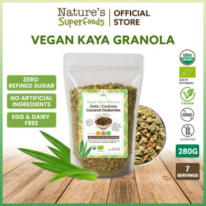 [NEW] Organic Vegan Kaya Granola – Oats Cashew Mulberries 280g  High Fiber l No Refined Sugar l Gluten Free l Egg Free