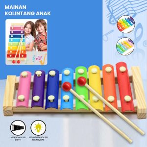 MD-M328 Mainan Kolintang Alat Musik Pukul Anak Xylaphone Kayu Rainbow / Mainan Edukasi Musik Anak Silofon Children Wooden Music Toys Import