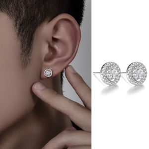 shiqinbaihuo Vỡ Zircon Stud Bông tai cho nam giới chàng trai titan thép tròn bông tai nhỏ tối giản quà tặng đồ trang sức