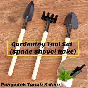 Penyodok Tanah Kebun 3Pcs Mini Garden Plant Tools Gardening Tool set Spade Shovel Rake