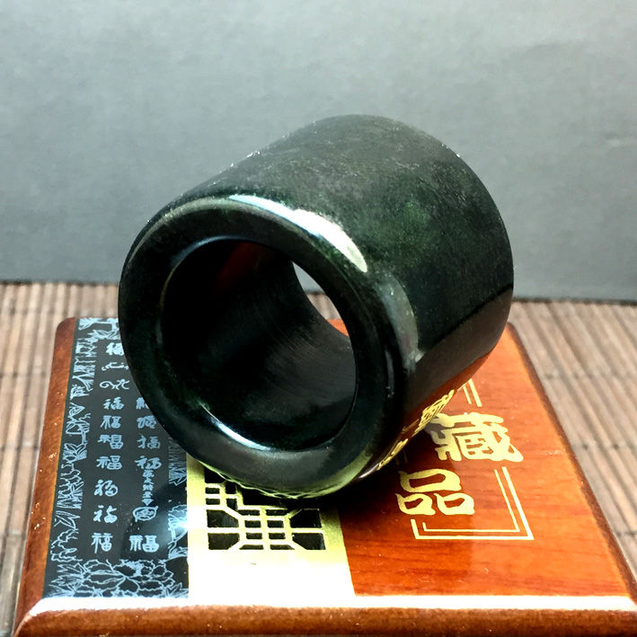 Natural Dark Jade Thumb ring Jade ring Serpentine Jade rings Dark