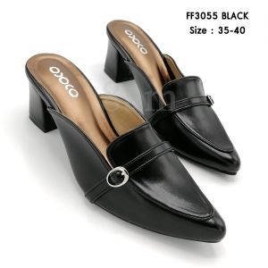 [ส่งเร็วพิเศษ!] 8am รองเท้าแฟชั่น ส้นสูง ทรงหัวแหลม เปิดหลังเท้า ประดับด้วยอะไหล่หัวเข็มขัดเล็ก  หนังนิ่ม ใส่สบาย FF3055