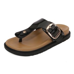 New Thick-Soled WomenS Summer Outdoor Flip-Flops Non-Slip Fashionable Square Buckle Thick-Soled Flip-Flops Herringbone Sandals Wholesale