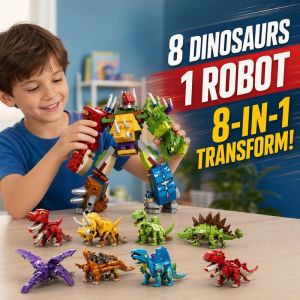 8in1 Dinosaur Toys Transforming Toys Building Block DIY Educational Puzzle Blind Box Gift for Kids
