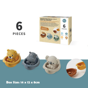 AquaVenture Safari Animal Stacking Bath Toy Set | Floating Boats | Finger Puppet | Interactive Toddler Water Play Toy