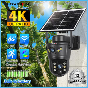 LS VISION V380 4G/WiFi 8MP 2 Lens Solar CCTV Camera AI Human Tracking Night Vision PTZ Cam Waterproof Outdoor PIR Motion Detection 2-Way Audio Security IP Cameras