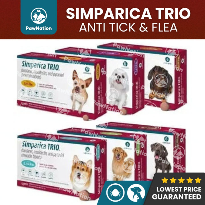 Simparica TRIO Chewable Tablet Heartworm and Dewormer for Dogs Anti