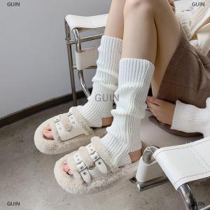 🎈🎀【Low price】GUIN Y2k Winter Leg Warmers Fluffy Goth Accessories Gothic Lolita Knit Long Socks Women Legs Warmers Lady Sock Gothic Stylish Legging