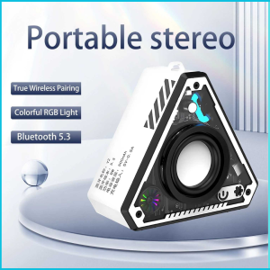Mini V2 Speaker Portable Bluetooth 5.3 TWS HiFi Stereo Sound Skeaker Mini Segitiga Full Bass 500mAh
