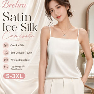 『Brelira』Satin Tank Top Womens Summer Silk Camisole Spaghetti Strap Loose Fit Sleeveless Silk Vest Comfortable Casual Wear