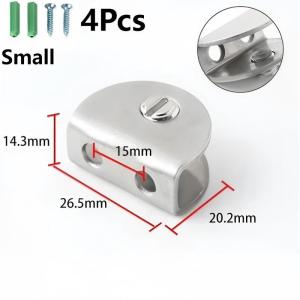 4Pcs Glass Clamps Clip Half Round Glass Shelf Bracket Clamps Clips Support With Screws Big /Small