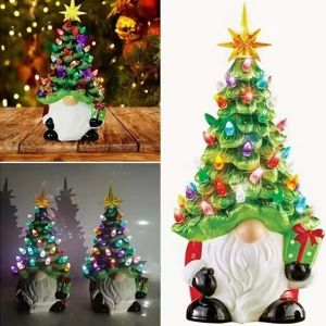 NALANILI Vật liệu gốm. Cây thông Noel bằng gốm. Đồ thủ công mỹ nghệ làm từ nhựa resin Ánh sáng màu Cây đèn màu Tinh tế Thiết kế tinh xảo. Đồ trang trí hình chú lùn phát sáng. Trang trí nhà cửa