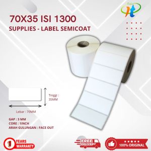 Label Semicoat 70x35 isi 1300 Core 1 inch Stiker Pharmacy Data Barang Apotek