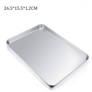 COUPLECOL Bread Pastry Fruit Plate Sturdy Rectangle Anti-rust Loaf Pan Baking Tray Cookie Sheets Cake Dish