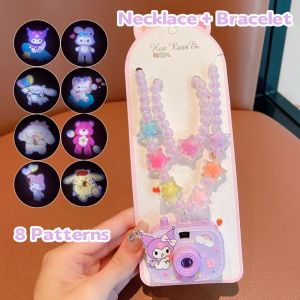 Cartoon Sanrio Childrens Projection Camera Necklace Kuromi/Melody Cute Childrens Beaded Projection Camera Necklace Pendant Necklaces Girls Jewelry Toy