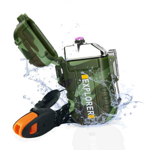 New Plasma Dual Arc Outdoor Camping Light Refillable Waterproof Electric Lighter Pulse Cross Thunder Lighters For Smoking Accessories