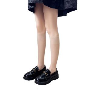 Fashion Summer Breathable Ultra Thin Silk Over the Calf Socks for Women Solid Color Student Sheer Knee Length Stockings