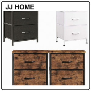 【JJ HOME】Fabric Drawer Sidetable | 2-Tier Bedside Cabinet with Wooden Top & Steel Frame