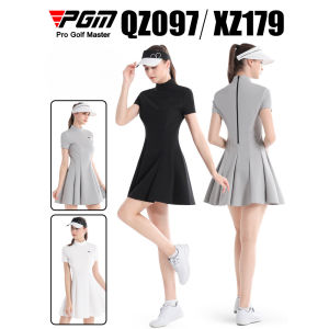 PGM QZ097 Korean version summer golf dress womens slim fit waist slimming A-line dress short sleeved womens dress set