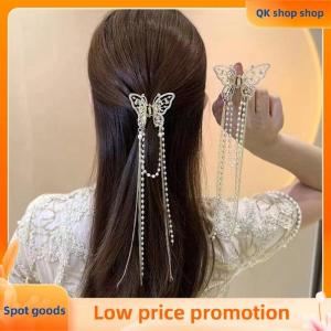 ✨QK shop✨ New Crystal Rhinestone Butterfly Pearl Tassel Hairpin Korean Simple Side Clip Liu Hai Clip Shark Hairpin Hair Accessories Women
