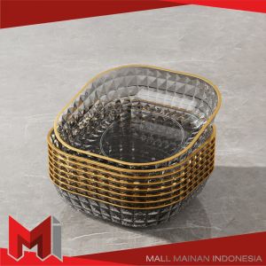 MallMainan-C1445 Piring Saji Mini Kotak Diamond Pattern Plate / Piring Cantik Transparan Camilan