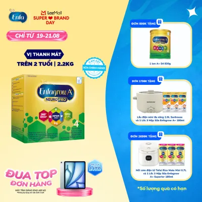 [CHỈ TỪ 19-21/08 MUA LÀ CÓ QUÀ] Sữa bột Enfagrow A+ NeuroPro 4 2.2kg với DHA giúp phát triển não bộ cho trẻ từ 2-6 tuổi