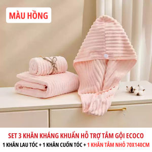 Bộ 3 khăn tắm khăn lau mặt khăn cuốn đầu cotton ECOCO kháng khuẩn siêu thấm hút cao cấp mềm mịn an toàn cho da