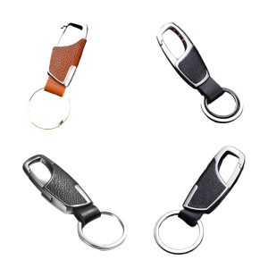 Sophisticated PU Leather Car Keychain Scratch Resistant Keyring with Metal Ring Metal Buckle Motorcycle Accessory