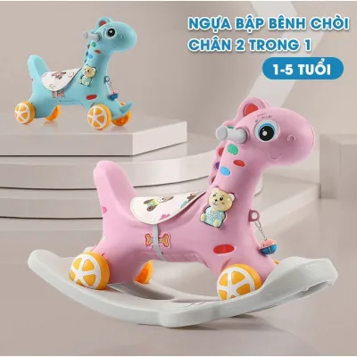 [FREESHIP] Ngựa bập bênh chòi chân 2in1 cho bé có nhạc và đèn