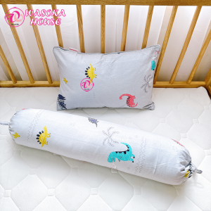 Bộ gối nằm và gối ôm cho bé gòn lông vũ vải Cotton Satin Hàn Quốc êm mềm mát giúp bé ngủ sâu ngủ ngon