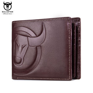 BULLCAPTAIN Fashion Man RFID Wallet Coin Purse Compact Mini Card Holder Genuine Leather