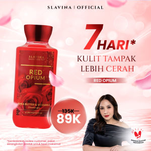 SLAVINA Sabun Cair Red Opium by Nagita Slavina Shower Gel Mandi 350ml Wangi Mawar Tahan Lama Shea Butter + Vit E