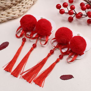 Junyeh 2PCS Childrens Tassel Hairpin New Years Chinese Style Princess Butterfly Hair Accessories Bobby Pin CNY Gifts For Baby Girl